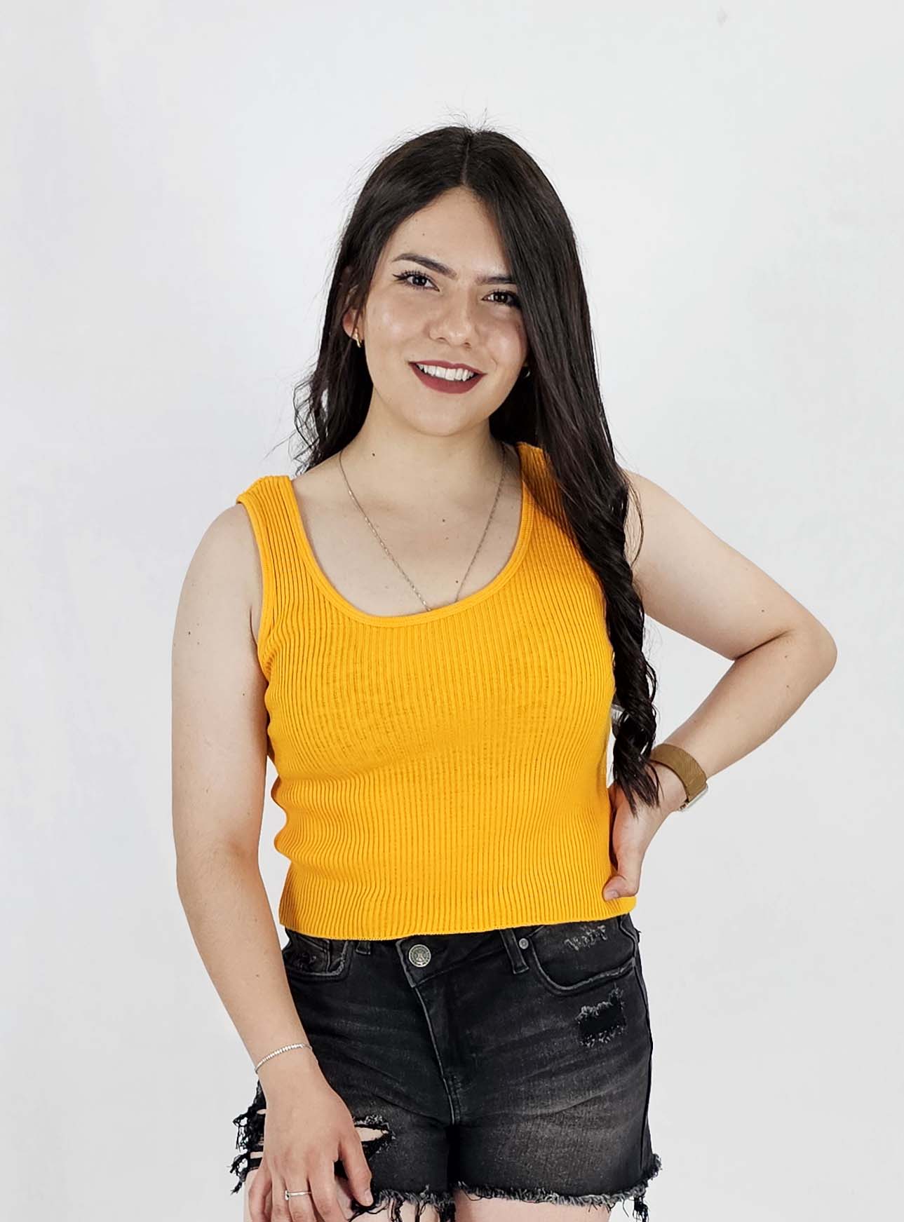 Blusa acanalada sin mangas