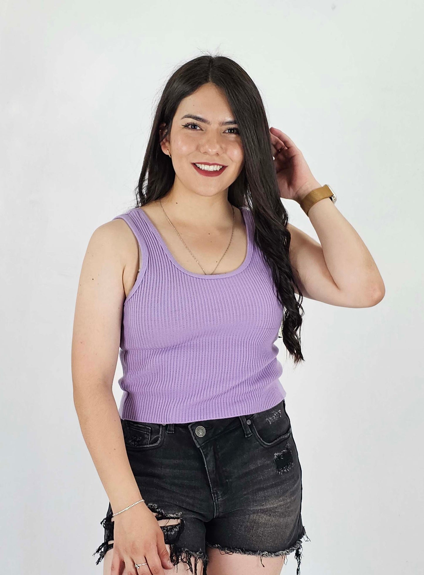Blusa acanalada sin mangas