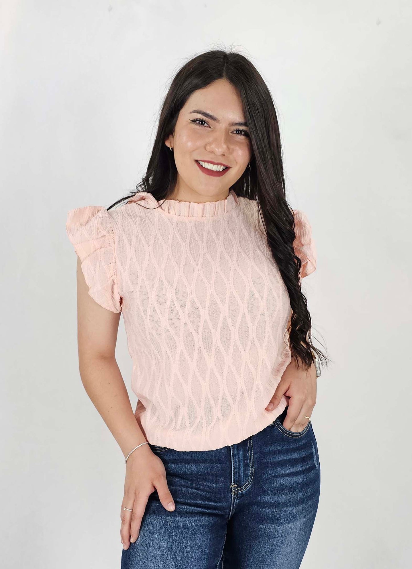 Blusa mangas con olan