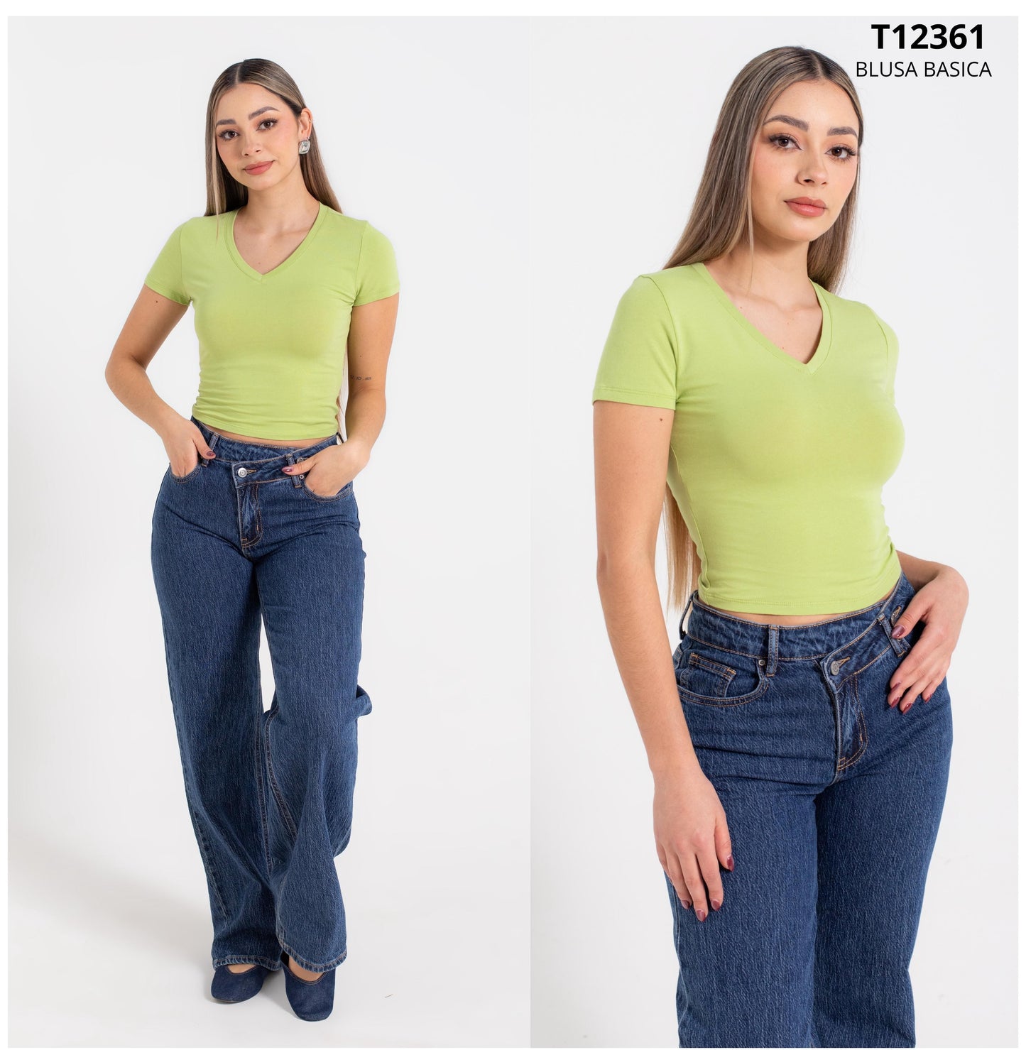 Blusa De Algodon Cuello V Basica