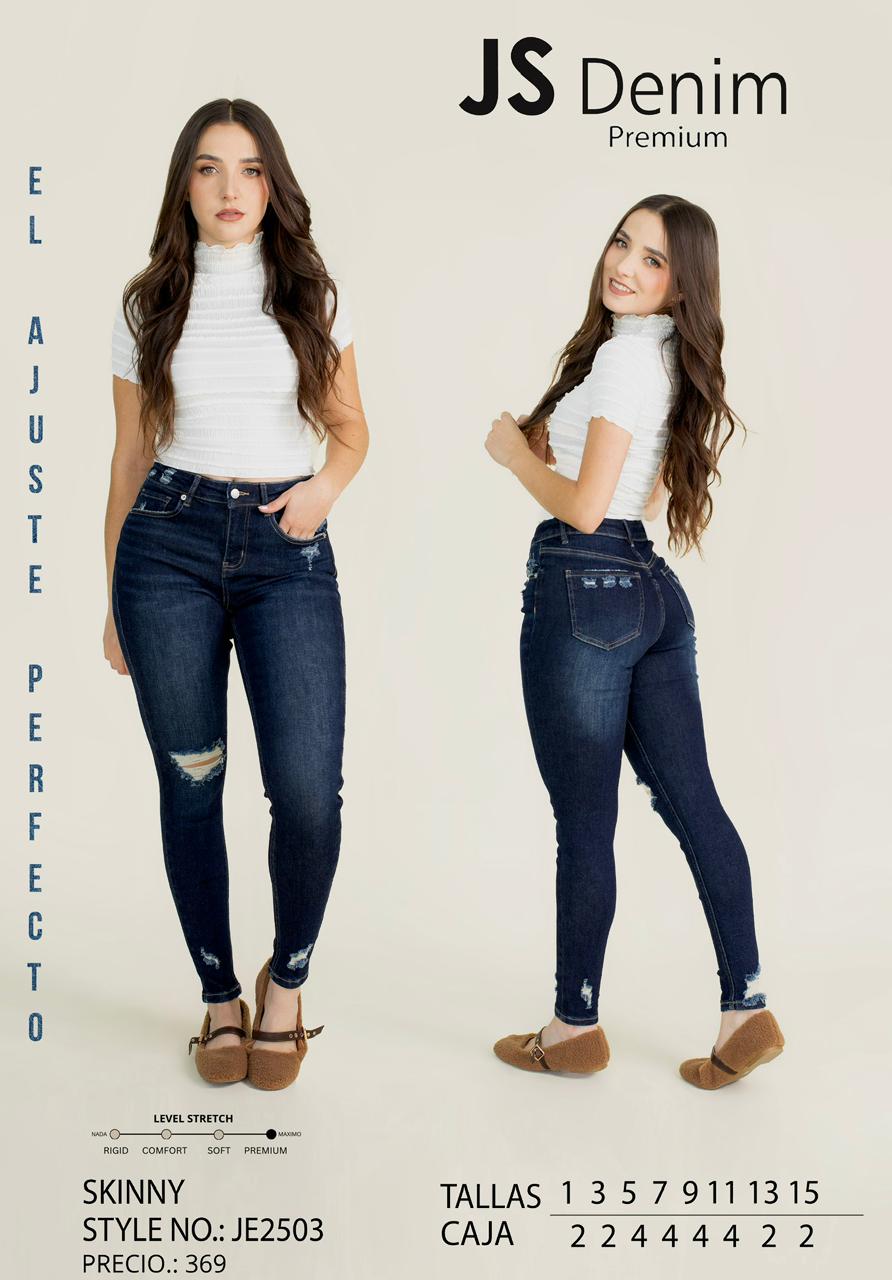 Pantalon De Mezclilla Skinny Roto Obscuro