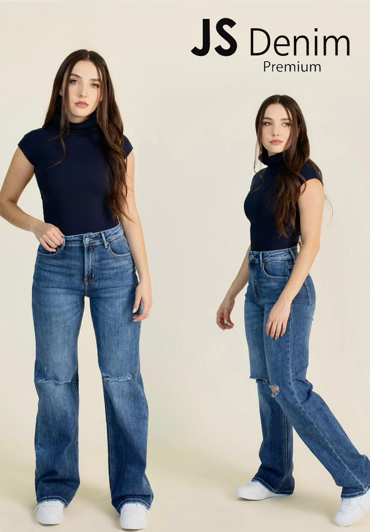 Pantalon J1342 Wide Leg Roto Rodillas