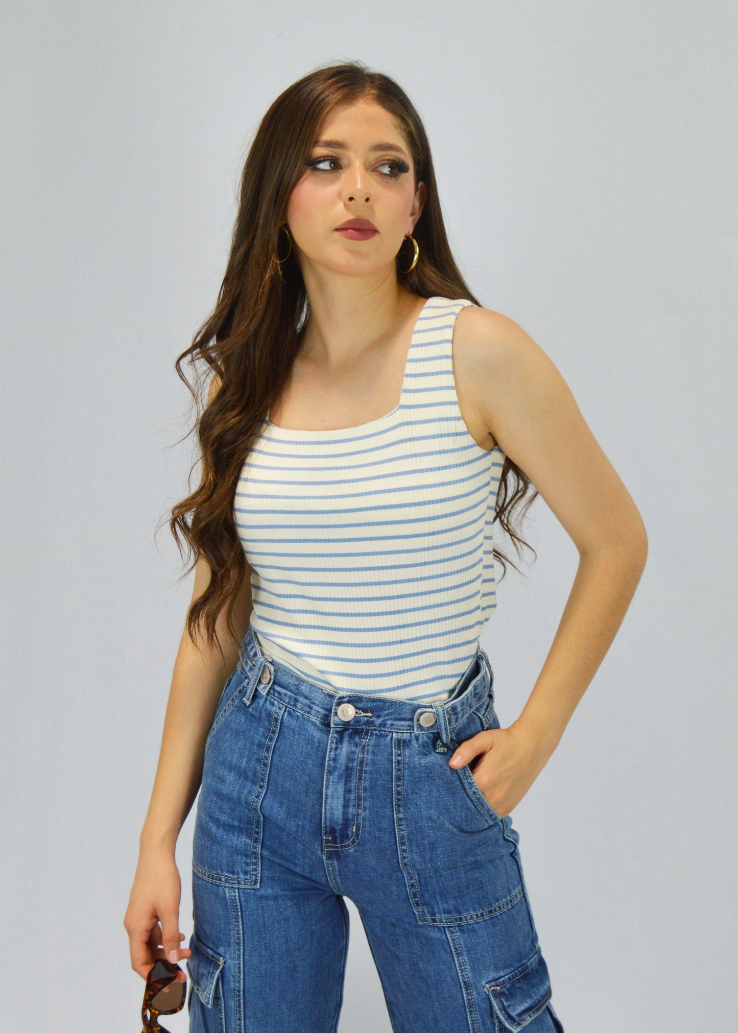 Blusa rayada sin mangas