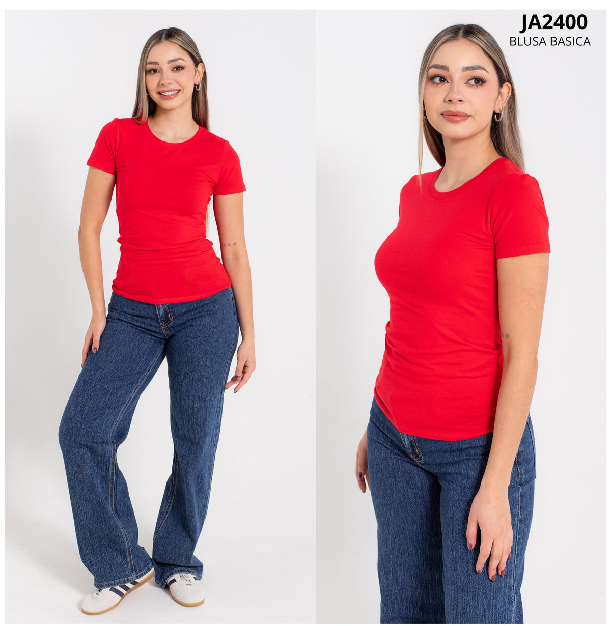 Blusa Larga Basica Cuello Redondo De Algodon