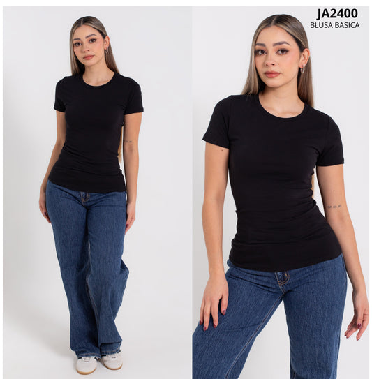 Blusa Larga Basica Cuello Redondo De Algodon