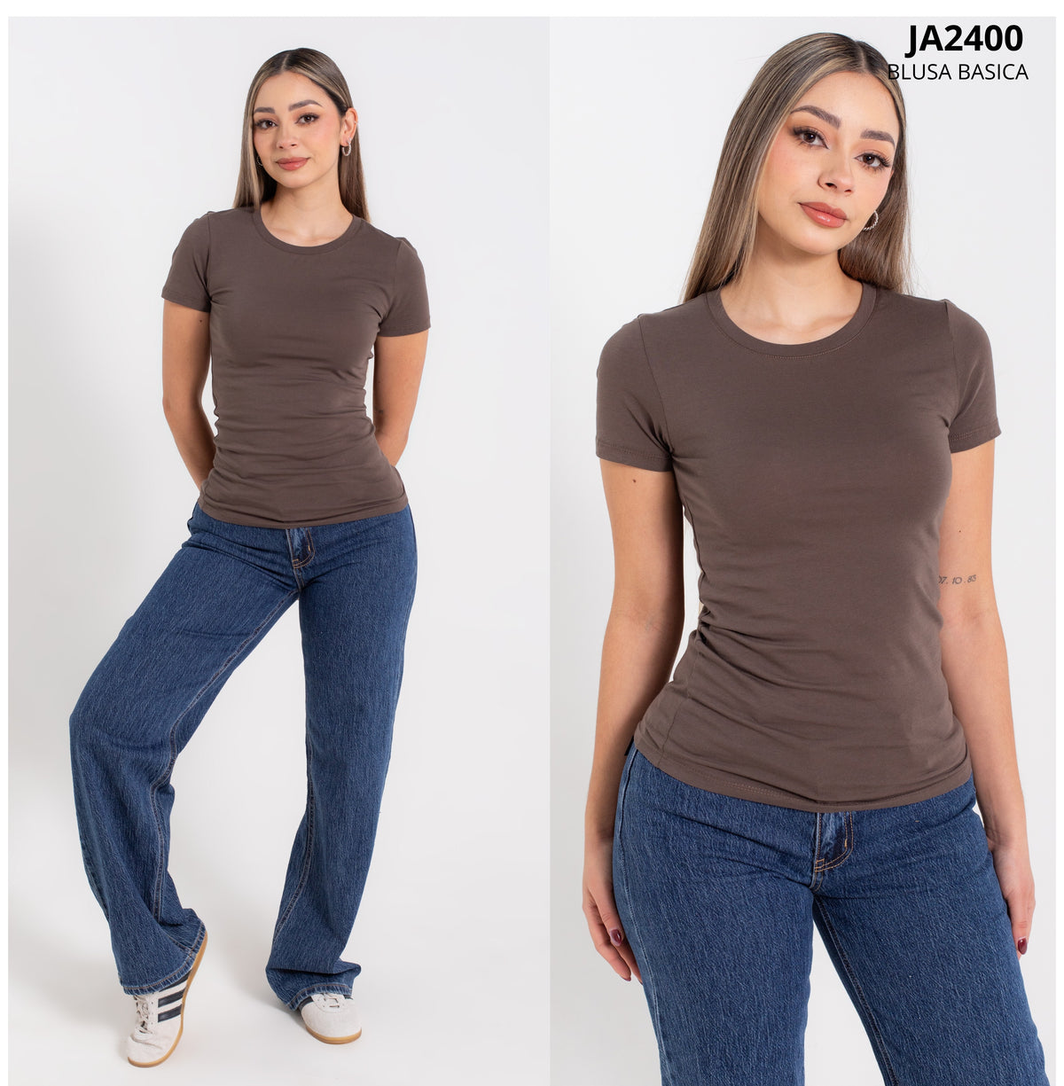 Blusa Larga Basica Cuello Redondo De Algodon