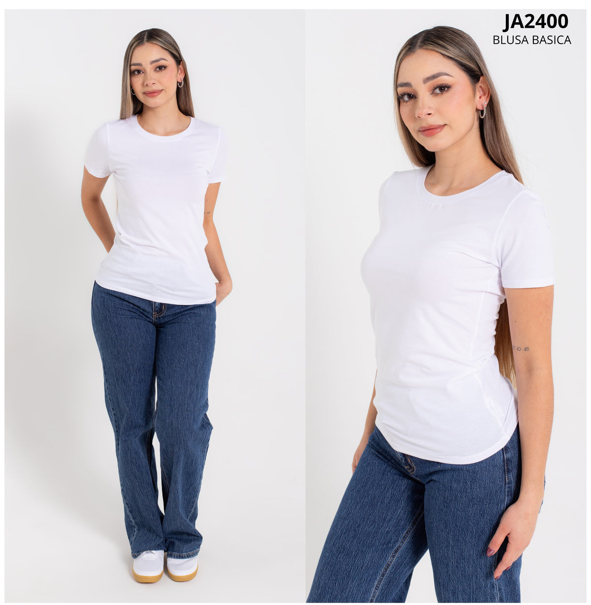 Blusa Larga Basica Cuello Redondo De Algodon