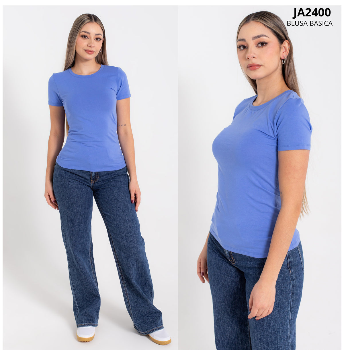 Blusa Larga Basica Cuello Redondo De Algodon