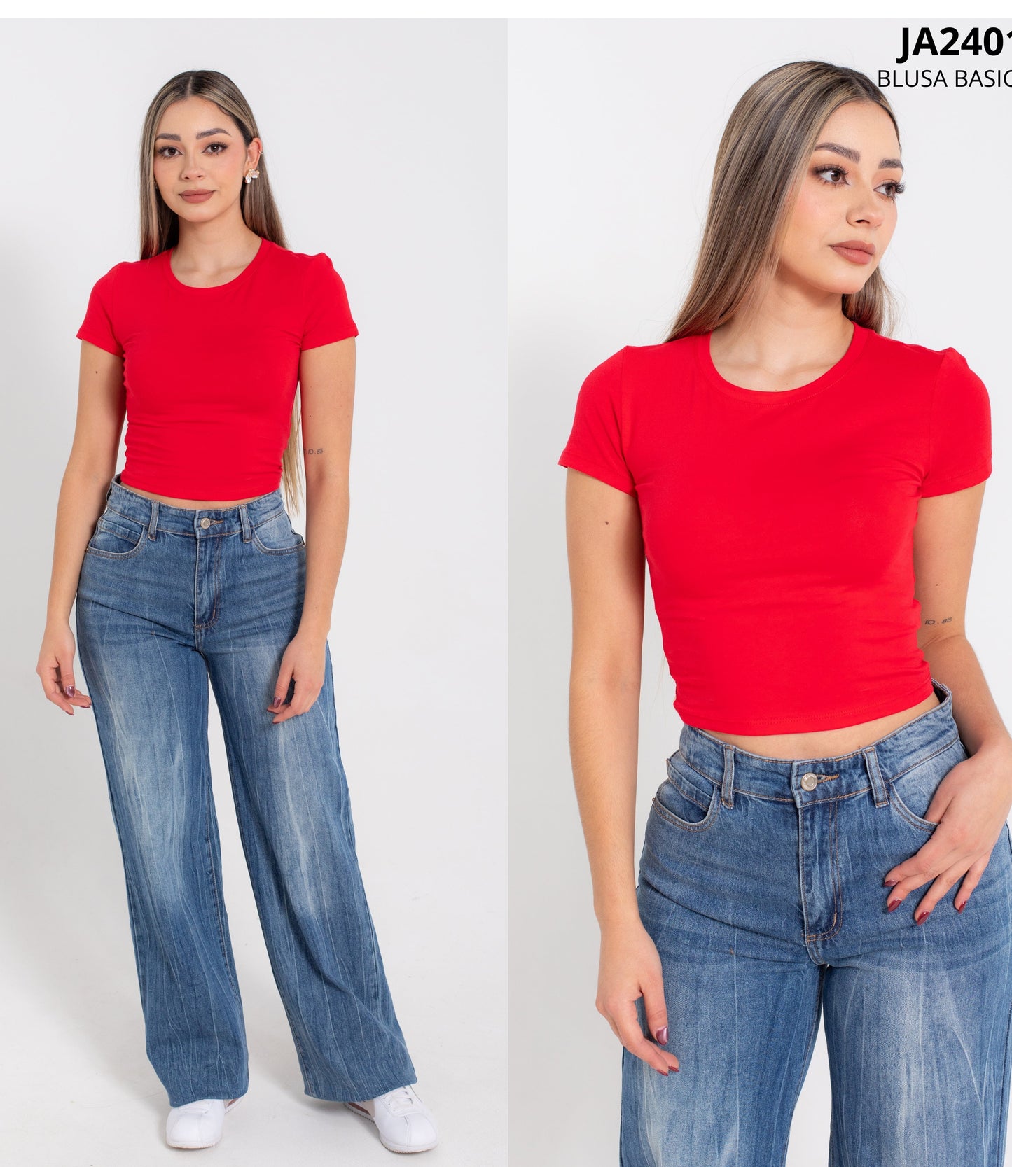 Blusa Basica De Algodon Manga Corta