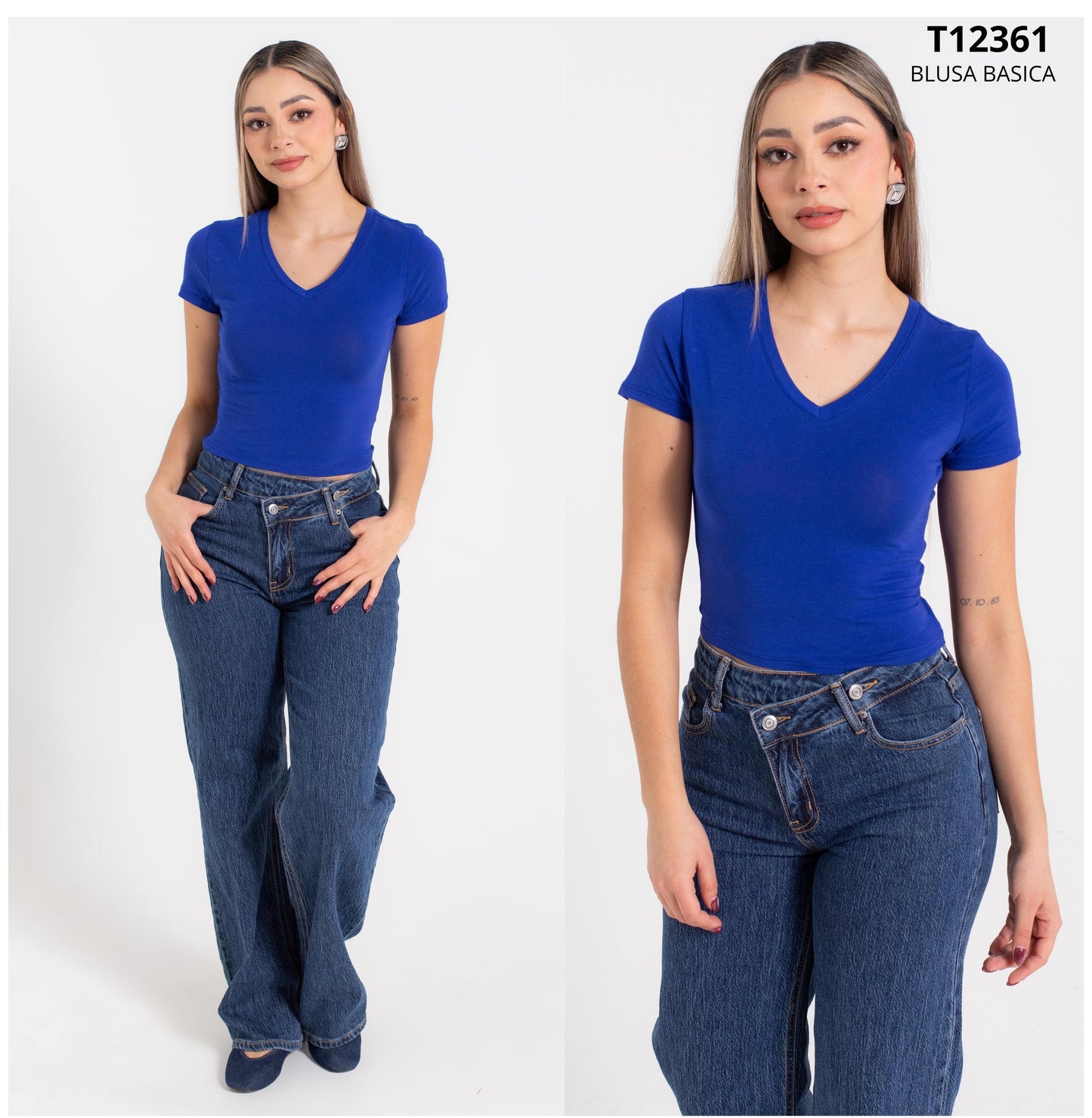 Blusa De Algodon Cuello V Basica
