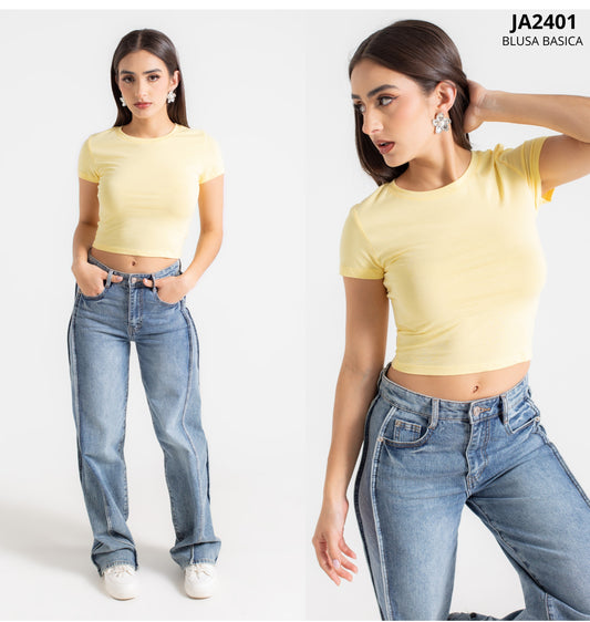 Blusa Basica De Algodon Manga Corta