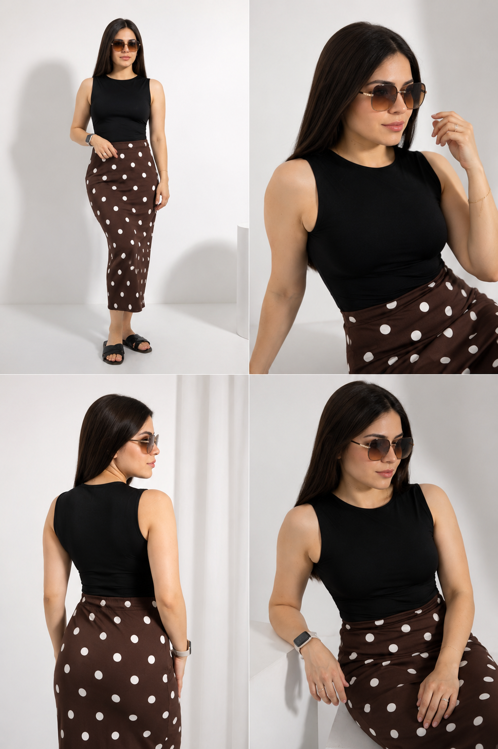 Falda midi estampado lunares 🤎✨