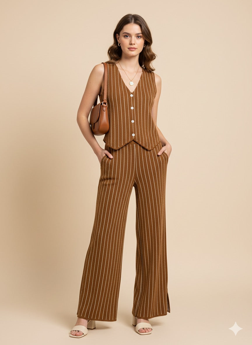 Conjunto con chaleco rayado