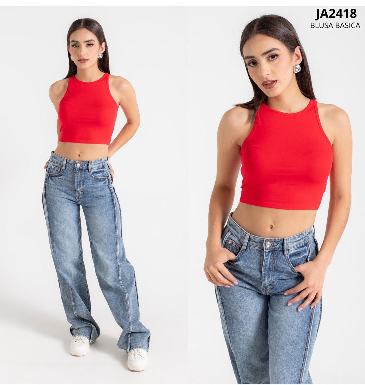 Blusa Top De Algodon Sin Mangas Basico