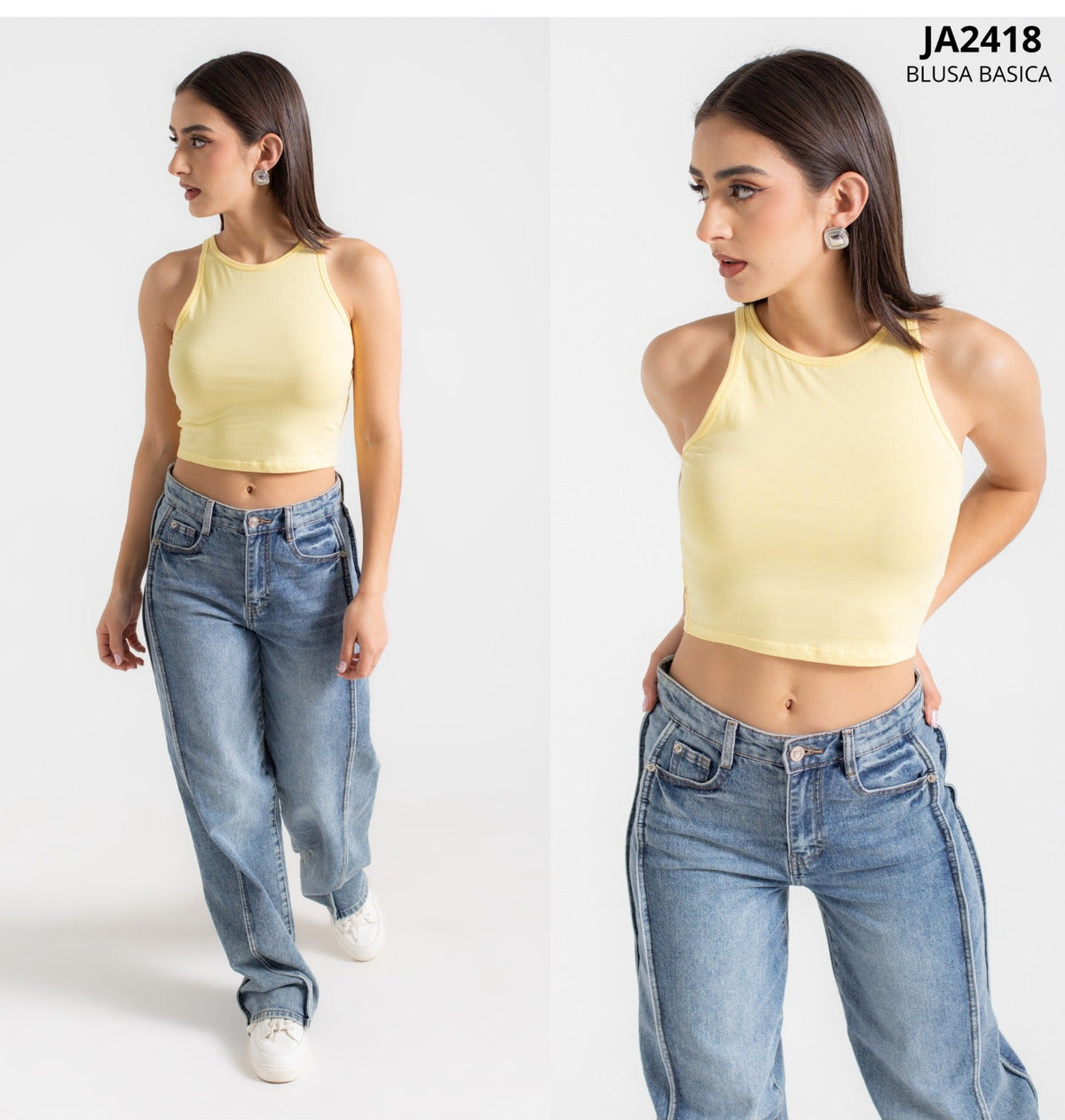 Blusa Top De Algodon Sin Mangas Basico