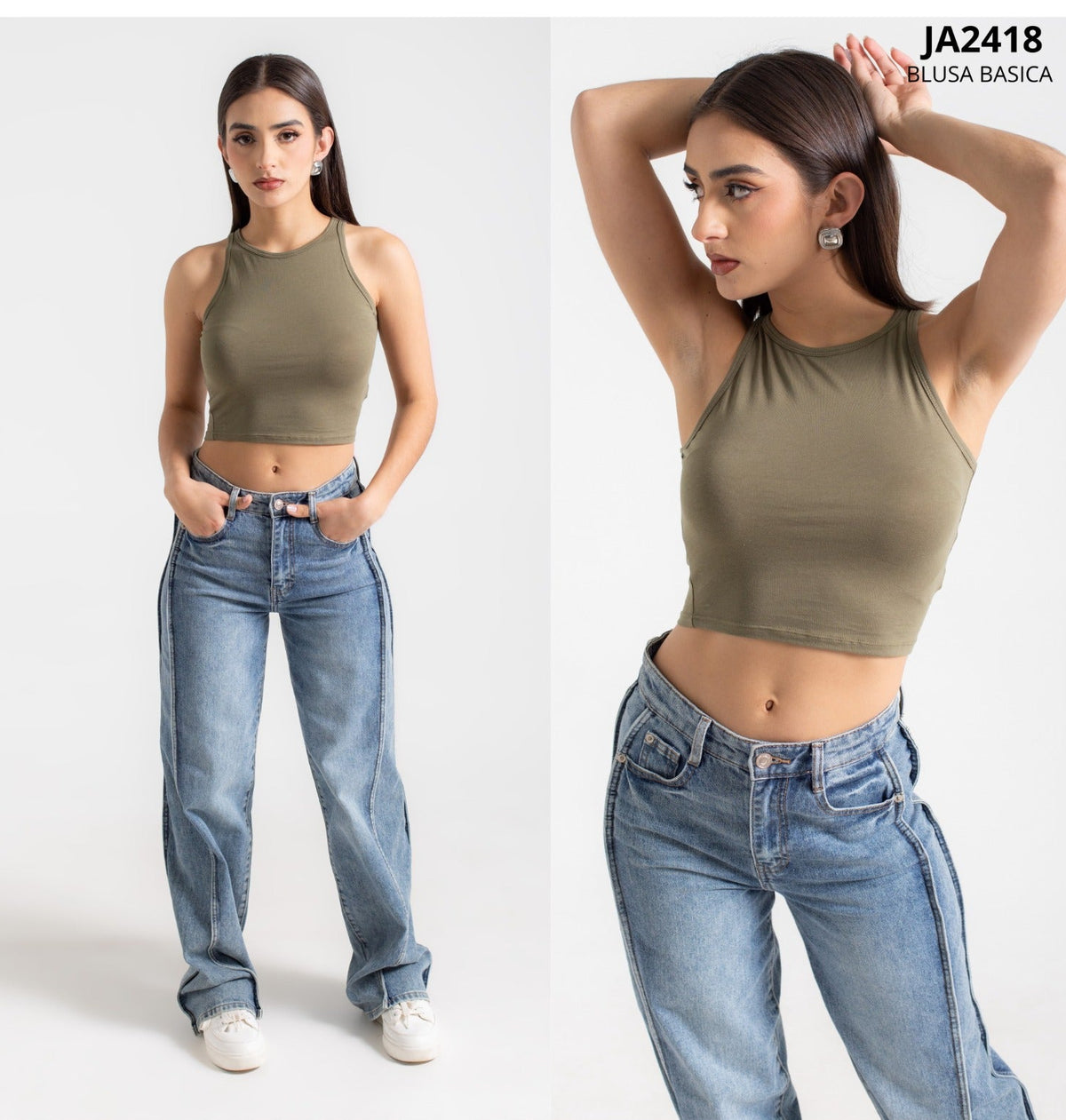 Blusa Top De Algodon Sin Mangas Basico