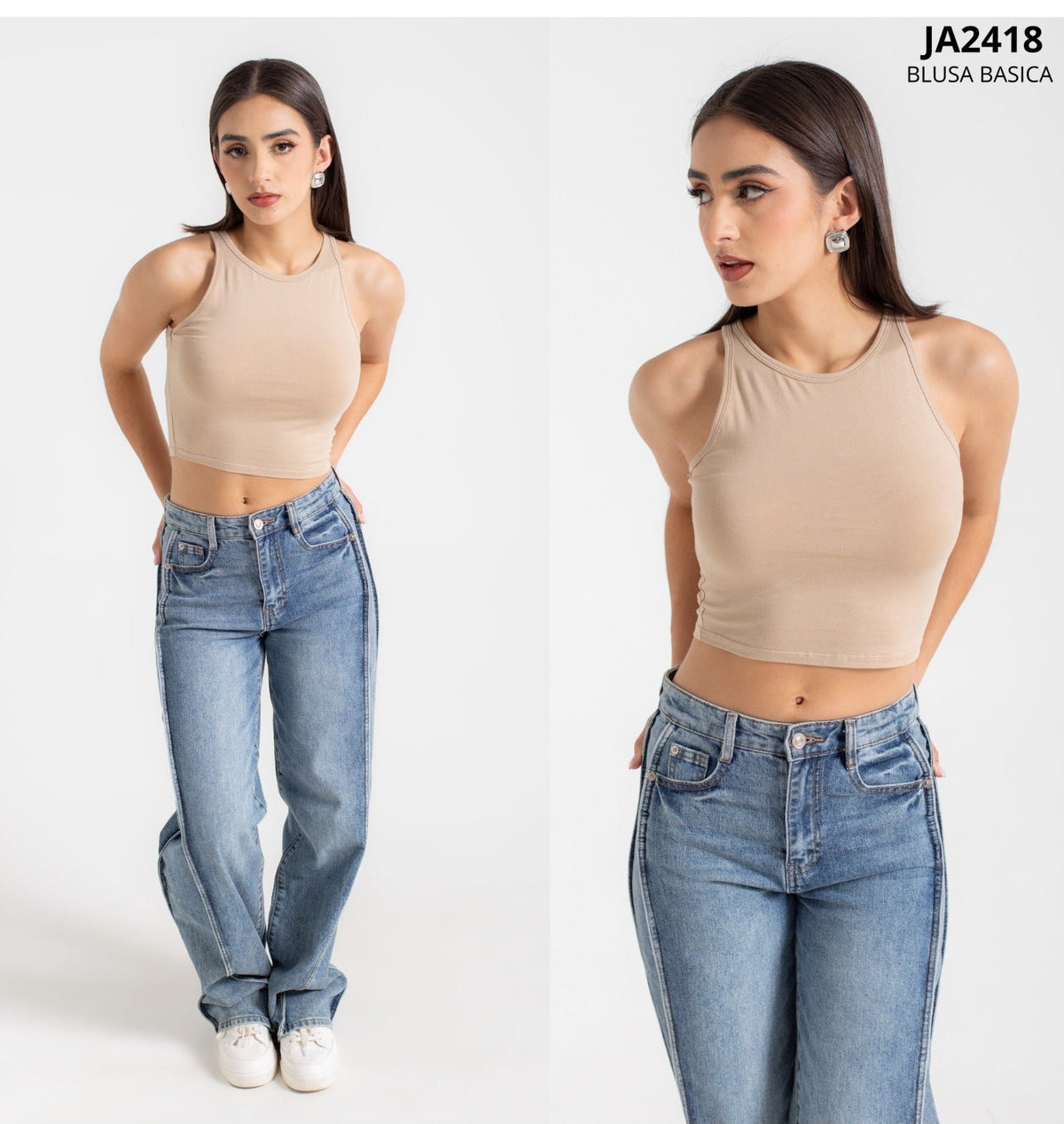 Blusa Top De Algodon Sin Mangas Basico