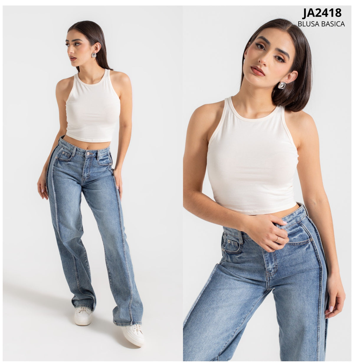 Blusa Top De Algodon Sin Mangas Basico