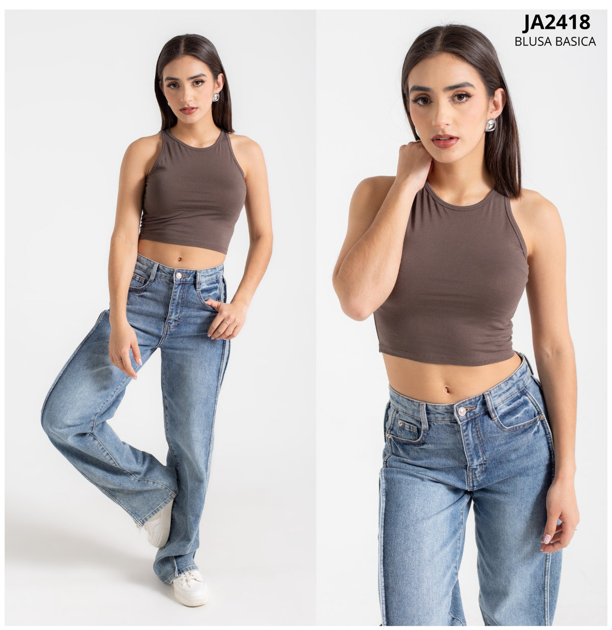 Blusa Top De Algodon Sin Mangas Basico