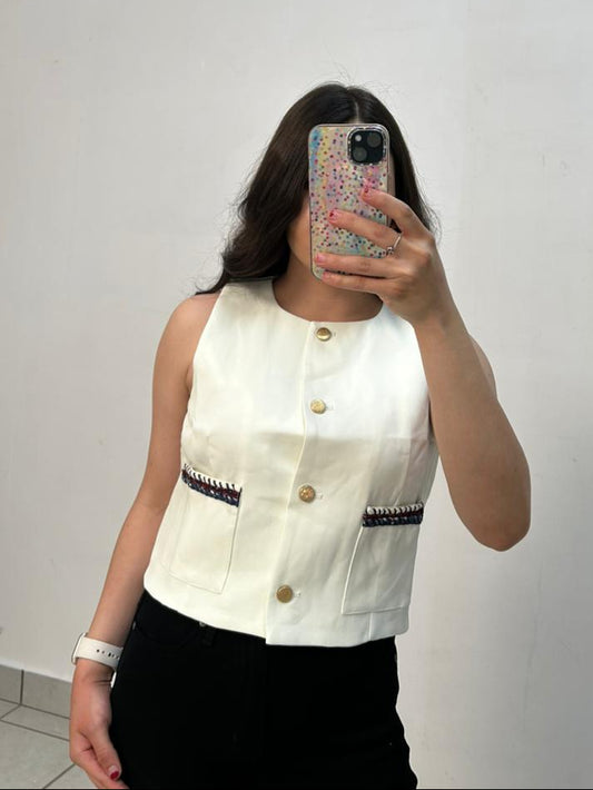 Chaleco De Vestir Con Detalles En Bolsas