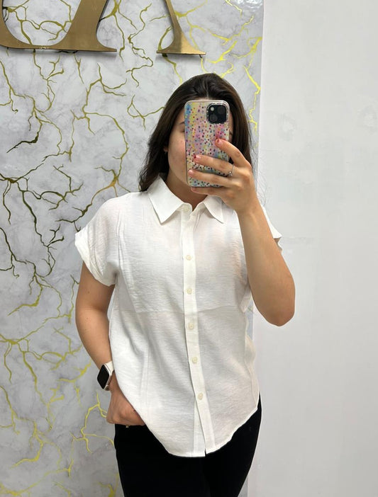 Camisa Manda Corta Con Botones Lisa Cuello Tipo Polo