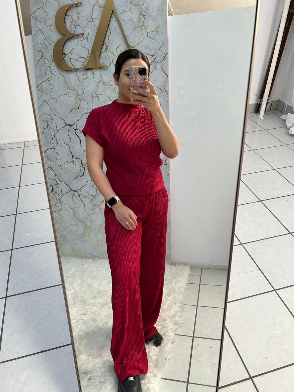 Conjunto Basico Rib Wide Leg Liso