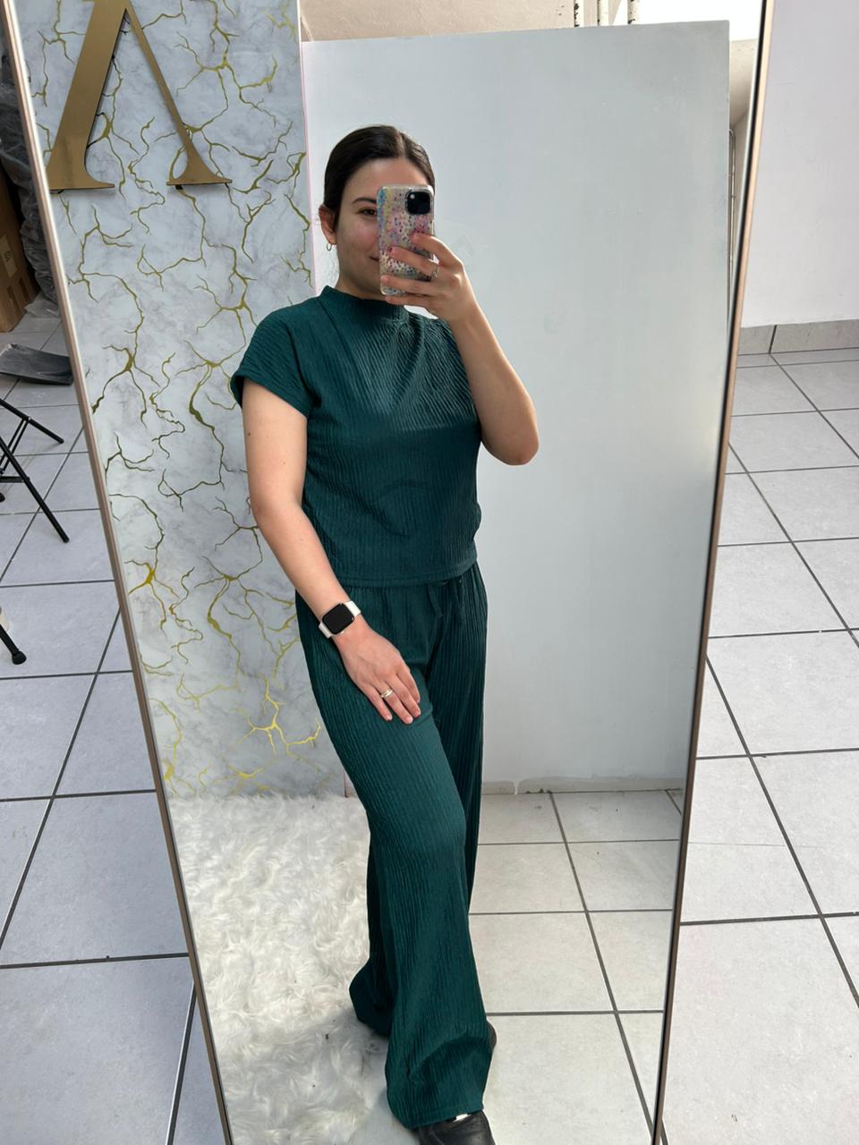 Conjunto Basico Rib Wide Leg Liso
