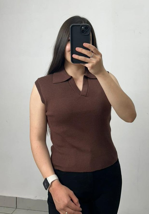 Chaleco Cuello Sport De Tejido Liso