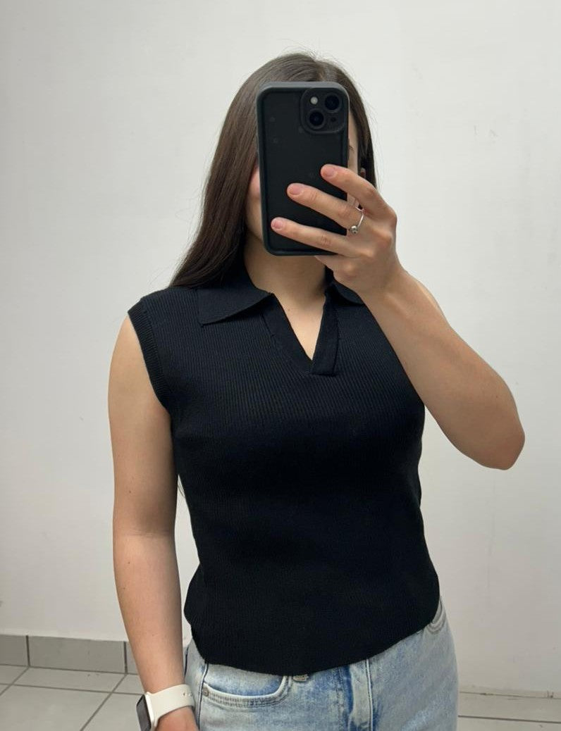 Chaleco Cuello Sport De Tejido Liso