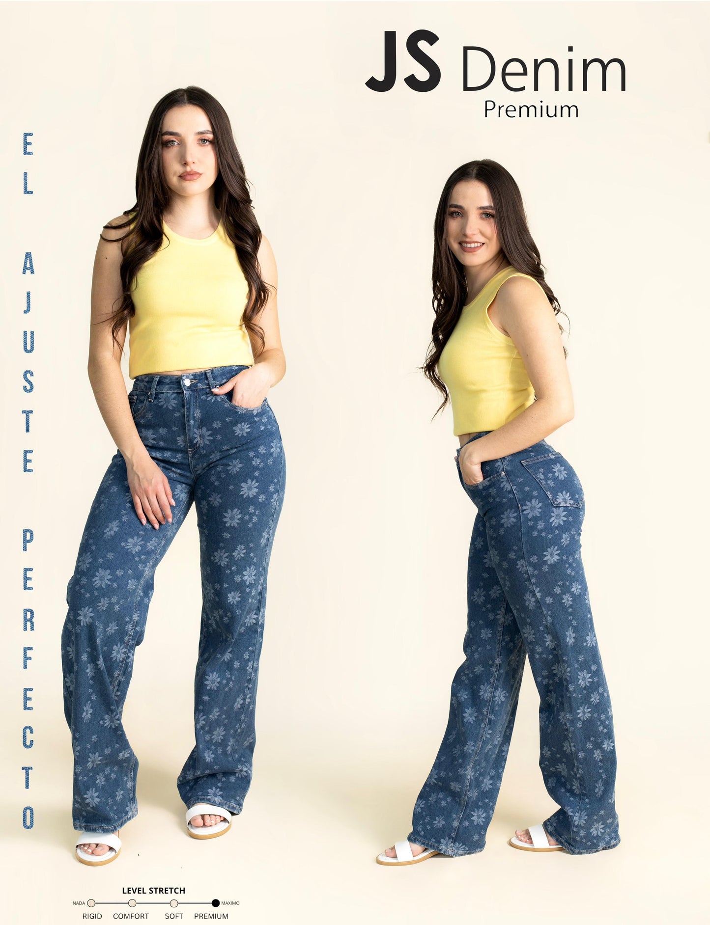Pantalon JS Con Flores Corte Wide Leg