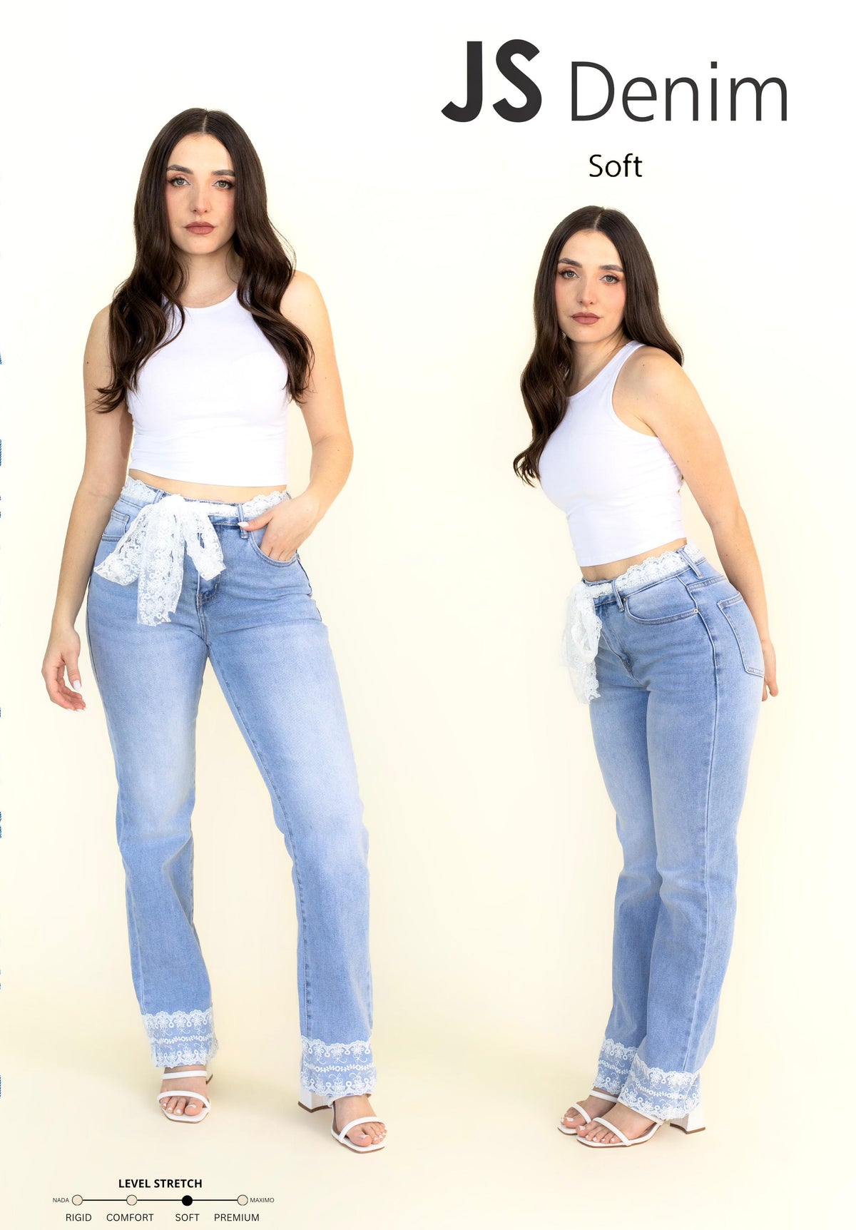 Pantalon J1481 Straight Con Cinto de Encaje