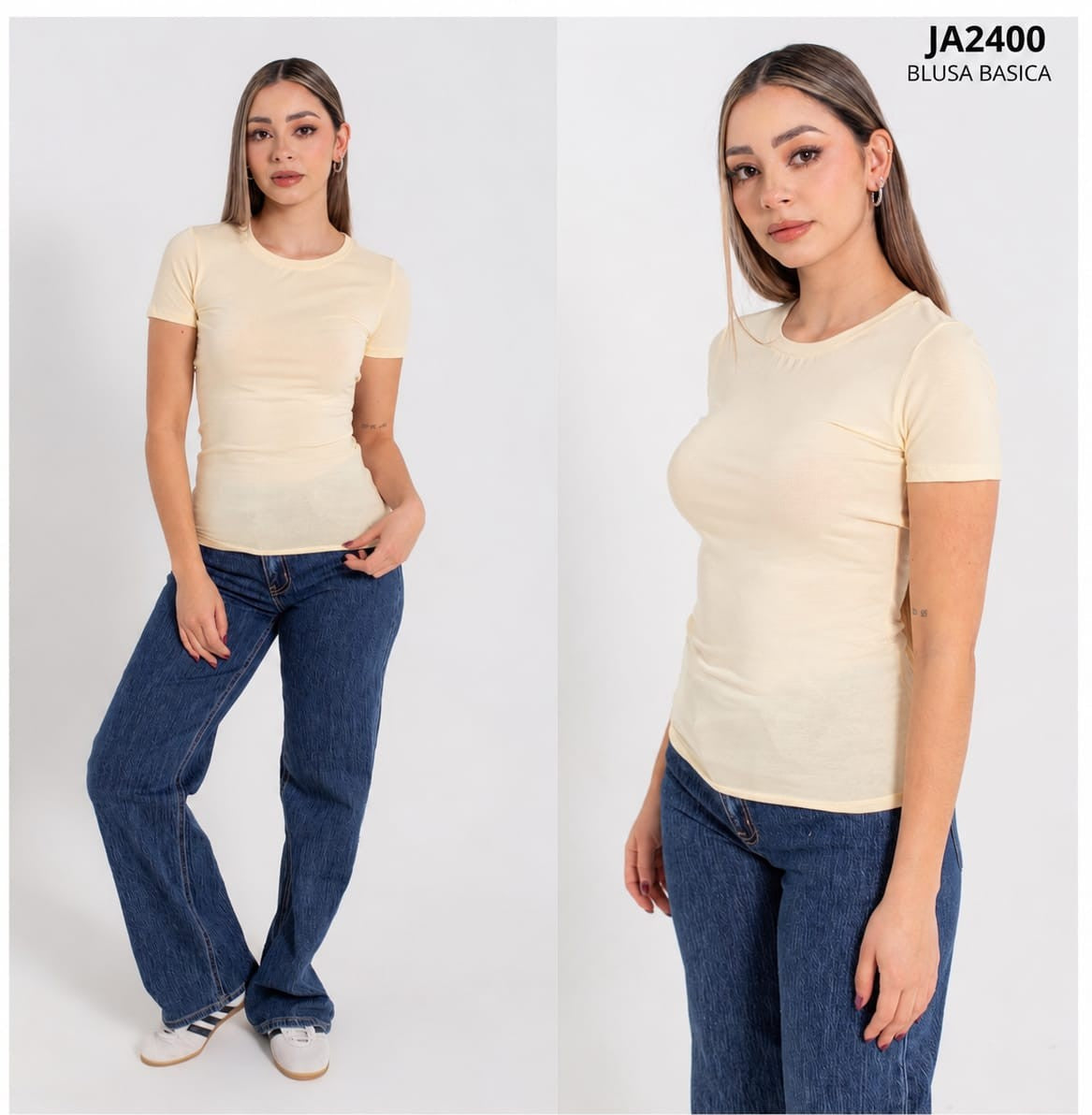 Blusa Larga Basica Cuello Redondo De Algodon